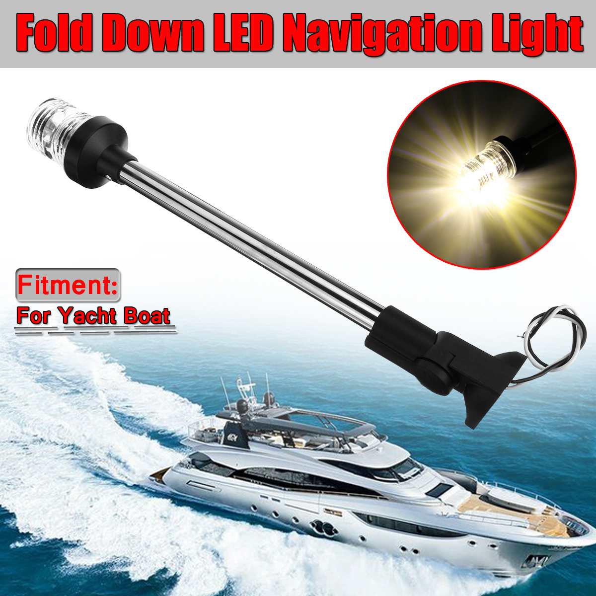 12-24V 16Inch Pactrade Fold Down Universele Led Navigatie Verlichting Marine Boot Campers Stern Anker Licht boot Bovenlicht