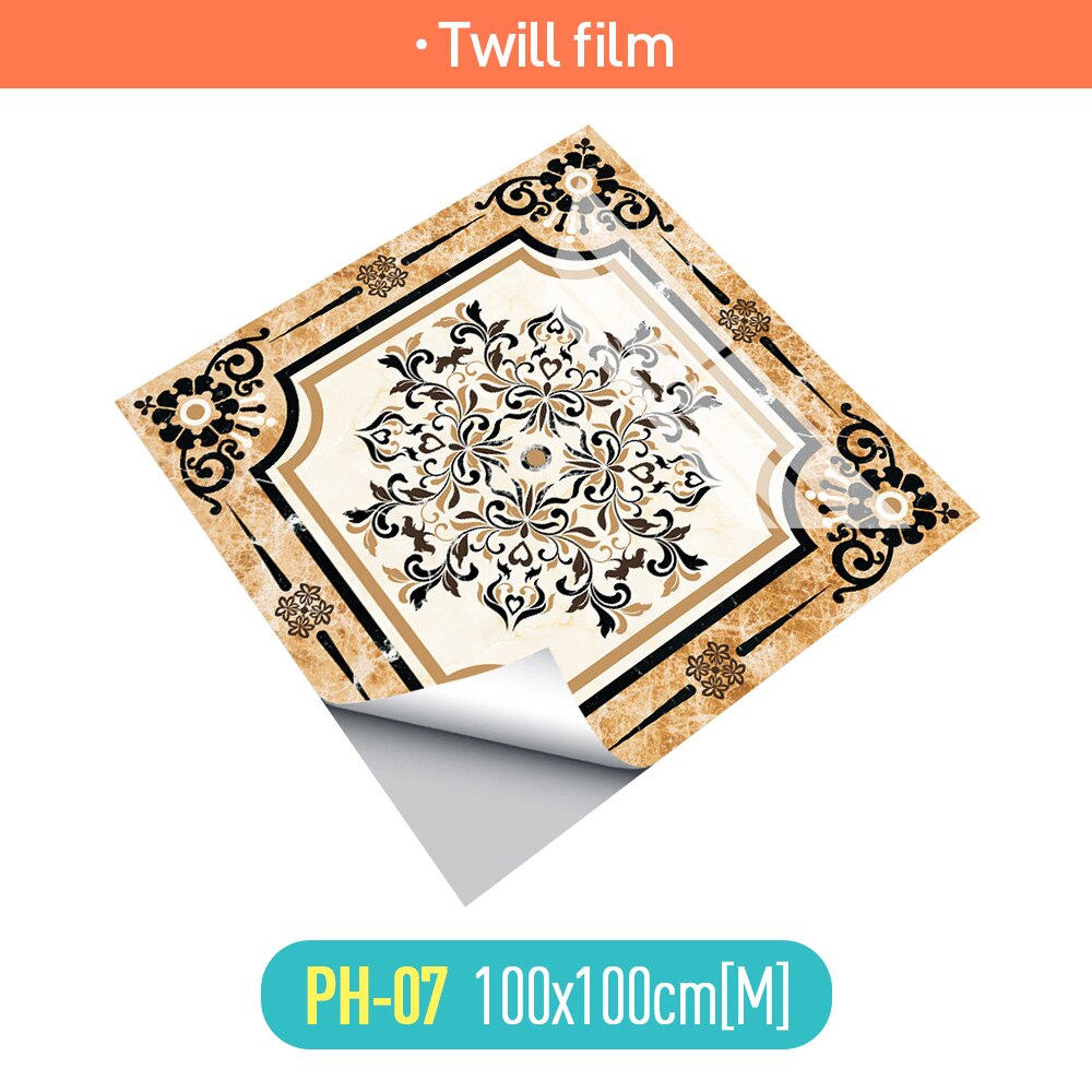 European-style parquet floor stickers porch tile stickers waterproof non-slip PVC floor extra large stickers marble stickers: Twill film