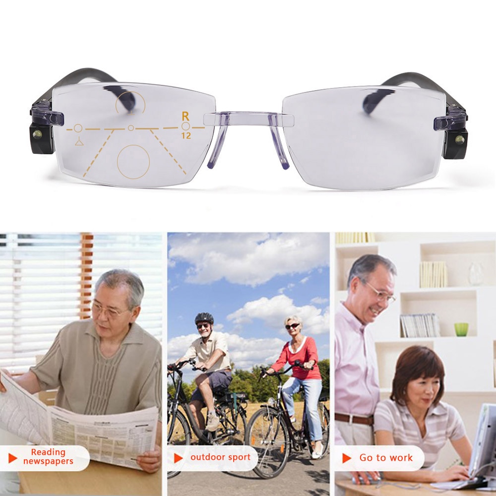 Progressive multi-focus anti-blue light reading glasses magnetic therapy LED luminous glasses smart zoom reading glasses