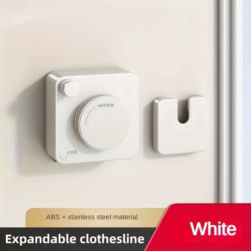 Stainless Steel Heavy-Duty Retractable Indoor Clothesline, Outdoor Clothesline Retractable Heavy-Duty Clothes Rod Wall-Mounted: Dark Khaki