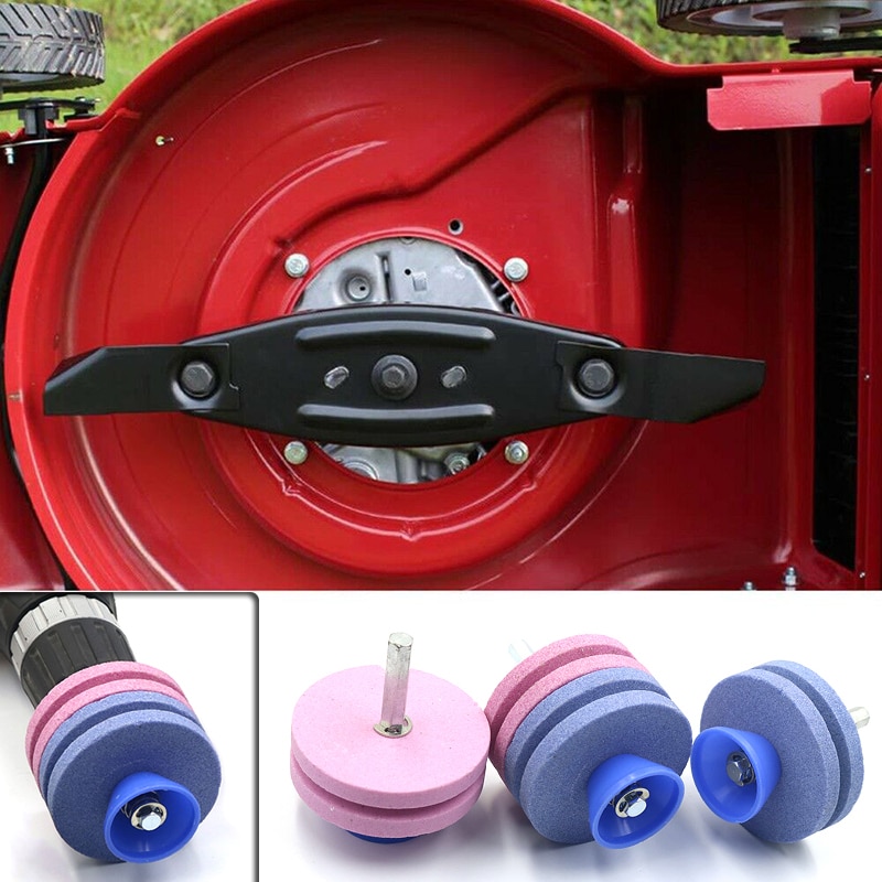 2/4 Layer Lawnmower Blade Sharpener Grinding Drill Mounted Blades Rotary Lawn Mower Sharpener Garden Grinder Wheel Cutting Tools
