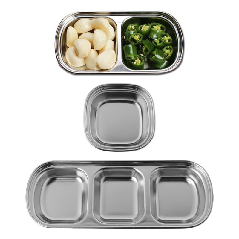1- gitter / 2- gitter / 3- gitter rustfrit stål assorteret salatsauce dyppefad bakke skål køkkenservice