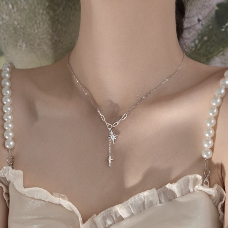 VOQ collana con ciondolo a croce da donna Color argento moda 2021 nuovi accessori per gioielli da donna