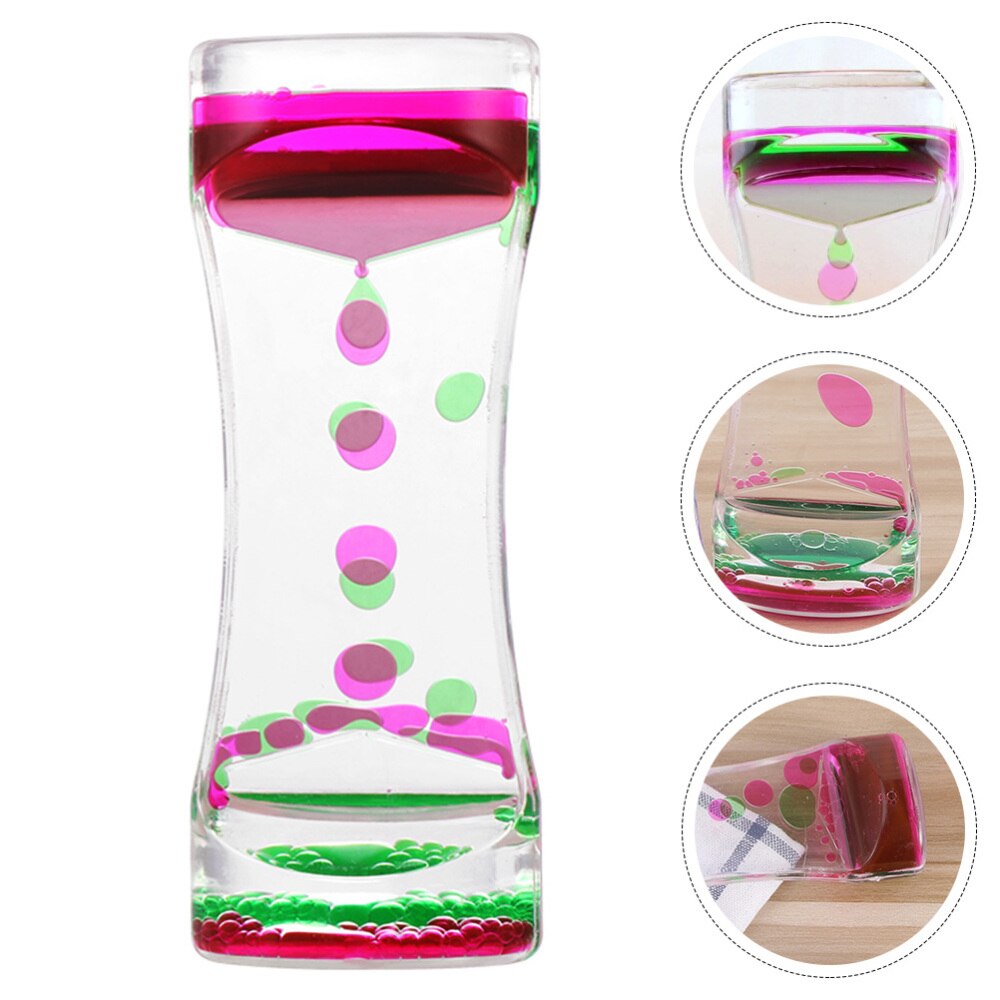 Liquid Motion Sandglass Timer Novelty Liquid Motion Bubbler for Children: Pink Green