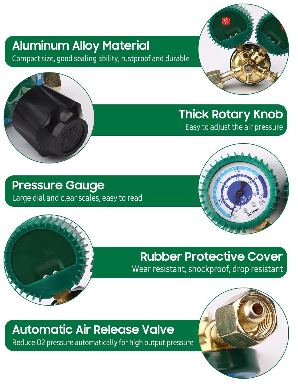 KKMOON YQY-08 Oxygen Pressure Regulator Welding Gas O2 Pressure Gauge Flow Meter Industrial Oxygen Reducer