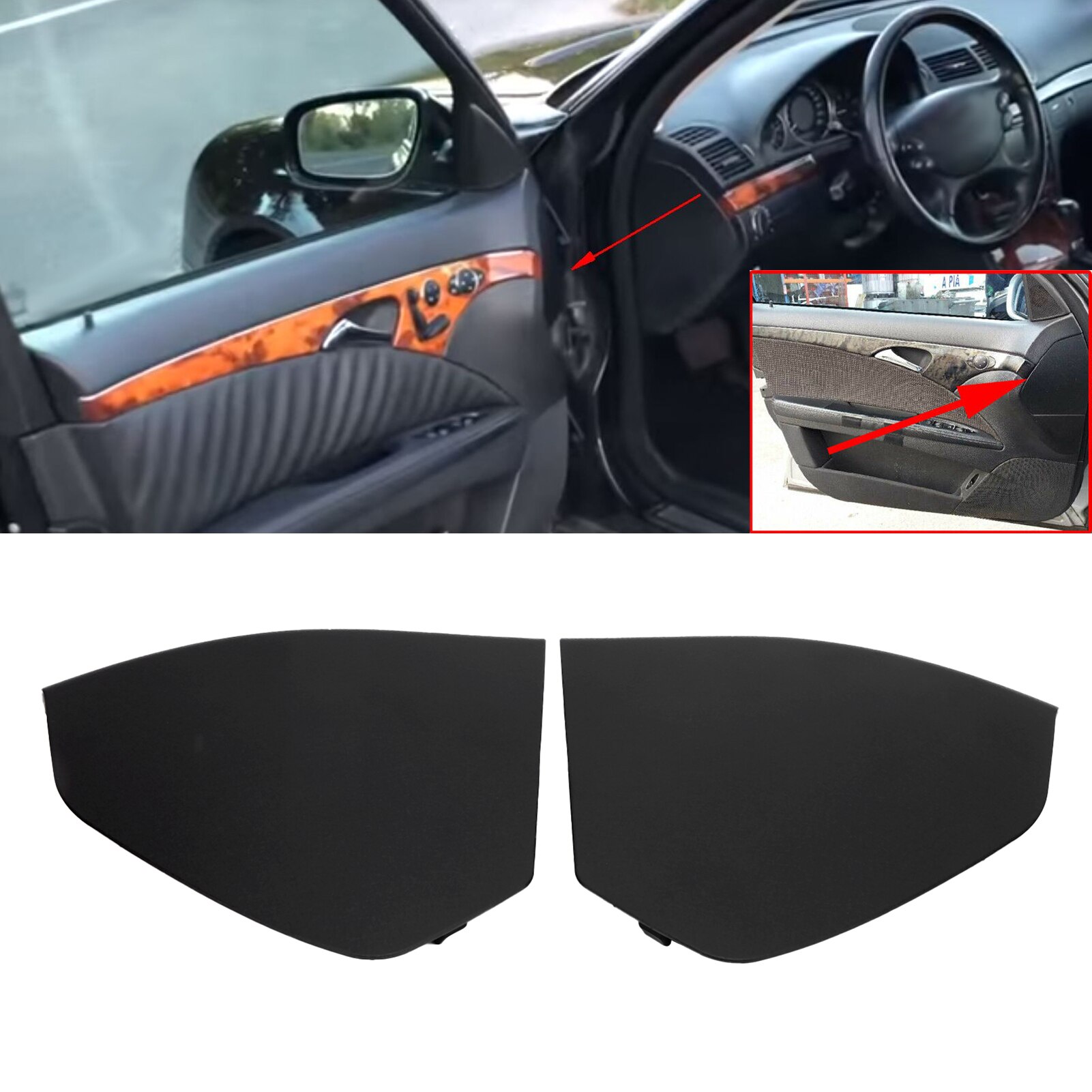 2pcs Front Door Upper Cover 211‑727‑02‑48‑9B51 2117270148 2117270147 Fit for Mercedes Benz W211 E‑Class 2003