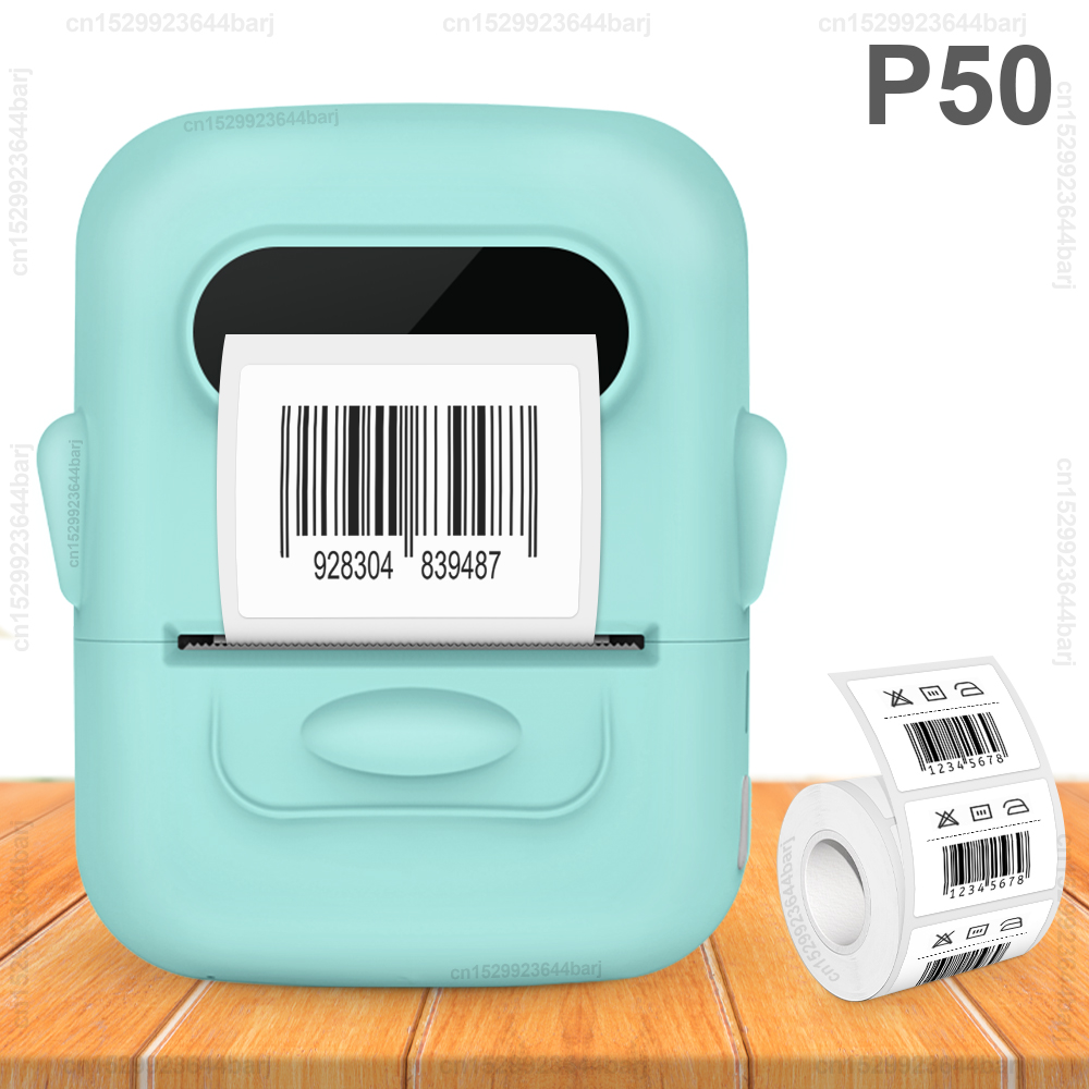P50 Label Maker Mini Portable Thermal Printer Self-adhesive Label Printer Similar as Marklife P50 E210 M110 Print Label Sticker: green