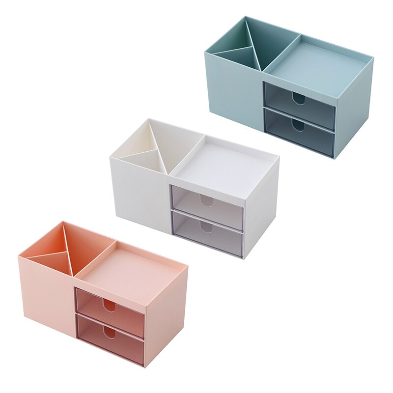 Desktop Double Drawer Storage Box Jewelry Storage Box Makeup Plastic Compartment Finishing Box Simple Drawer Organizer