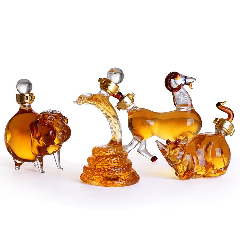 Carafe à whisky en verre sans plomb, bouteille de vin en forme de zodiaque chinois, 150ML, pour hommes