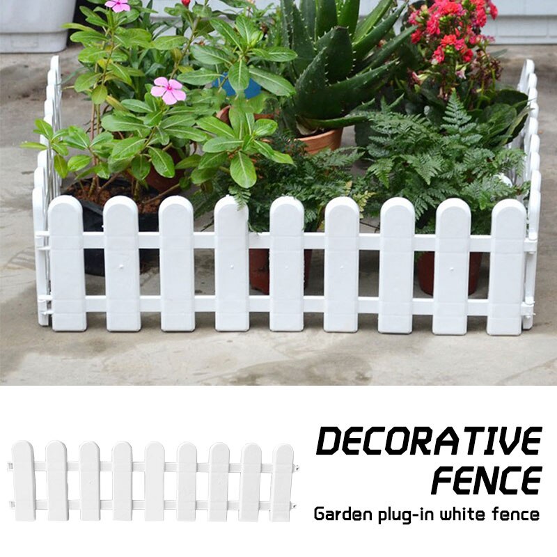 1pc 50 x 13cm hvidt plast træ hegn gårdhave indendørs have hegn børnehave blomsterhave vegetabilsk hvid indretning