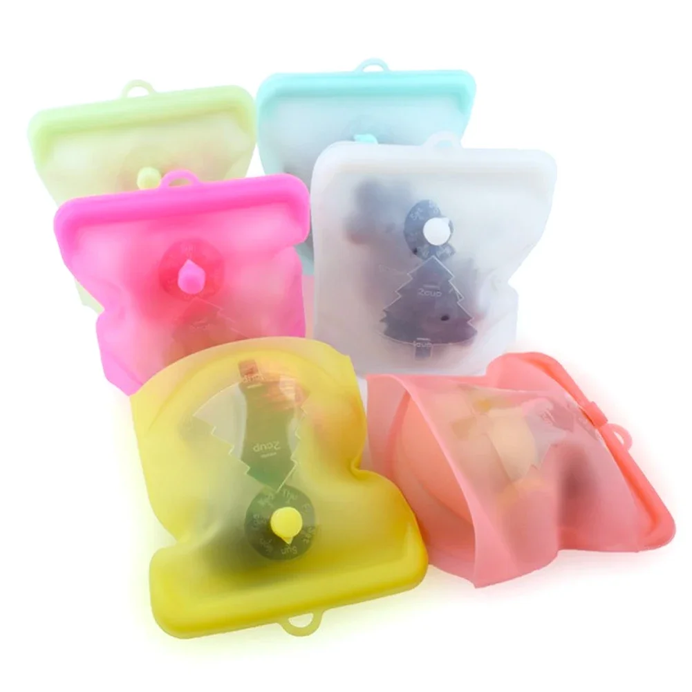Wiederverwendbare Silikon-Lebensmittelbeutel, 1500 ml, 1000 ml, 500 ml, auslaufsichere Behälter, wiederverwendbare Frischbeutel, Lebensmittelaufbewahrungsbeutel, Gefrierbeutel, Snack