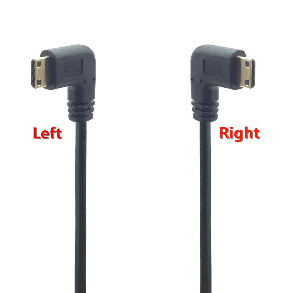 Cable Mini HDMI-compatible 1080p 3D Adapter Gold Plated Plug HDTV C Right Angled for camera monitor projector notebook TV 0.5M