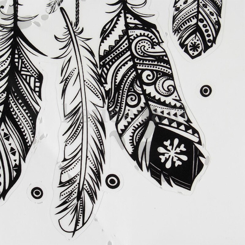 Retro Laptop Sticker for Macbook Air Laptop Flower Shape Sticker Feather Art Pattern Vinyl Decal Black Laptop Sticker