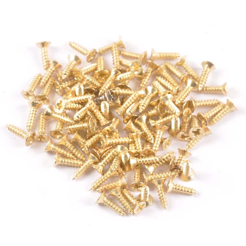 100PCS silver/golden/bronze Flat head screw Carpenter's small screw Furniture wooden box hardware accessories cp2421: 2x6mm / 1