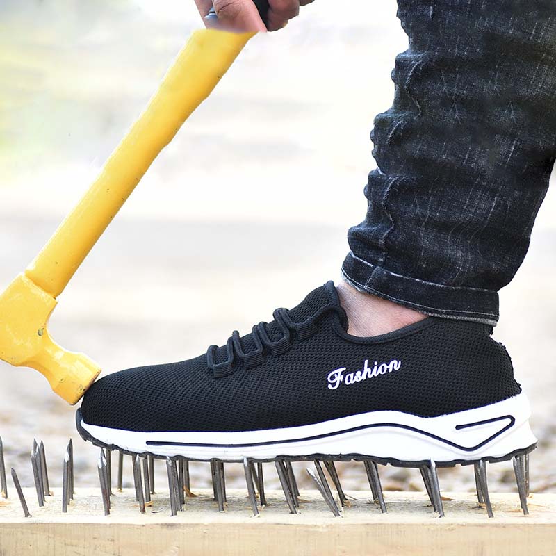 Udstilling herre letvægts sikkerhedssko åndbare anti-smashing stål tåkapper arbejdssko herre afslappede sneaker støvler