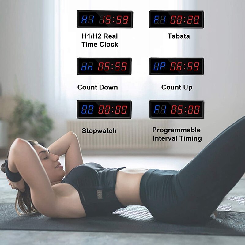 Fitnessstudio Timer,LED Intervall Timer Digitale Countdown Wanduhr Fitness Timer, 1,5 zoll Ziffern Unten/Bis Uhr Stoppuhr für Hause