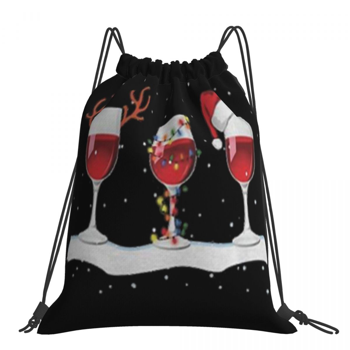 Mochila con navideño de Reno y vino de cristal para hombre, bolsa ligera de Papá Noel, ajustada, Punk, mejor empalme, Rock, personalizada: Default Title
