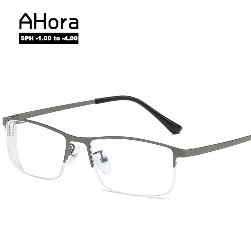 Gafas graduadas para miopía para hombre, lentes de negocios con dioptrías cuadradas para miopía, 1,0, 1,50, 2,0, 2,5, 3,0, 3,5, 4,0