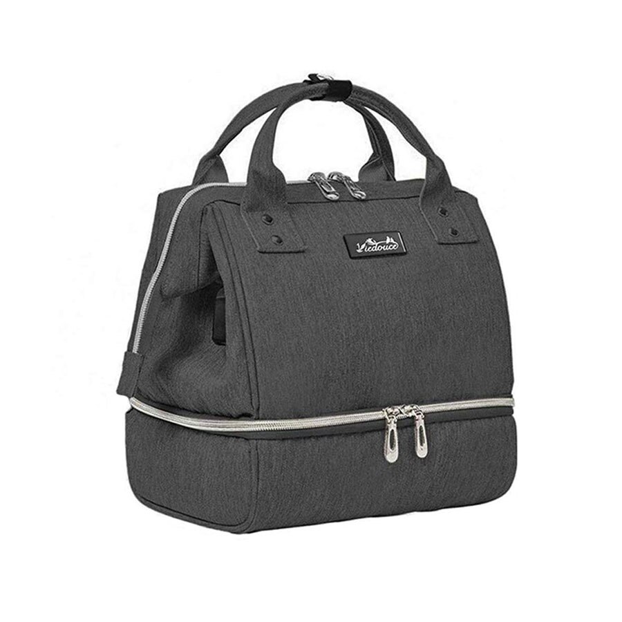 Viedouce thermal insulated school lunch bag travel usb diaper kid men women office lunch cooler box bag for women men kids lunch: black