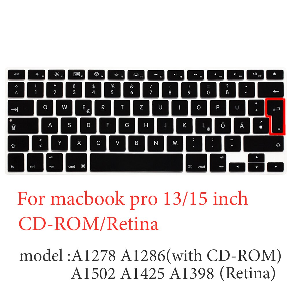 German Laptop Silicone Cover Laptop cover For macbook air 13 pro15 touchbar 11" Keyboard cover Dust-proof silicone keyboard case: pro retina CD-ROM