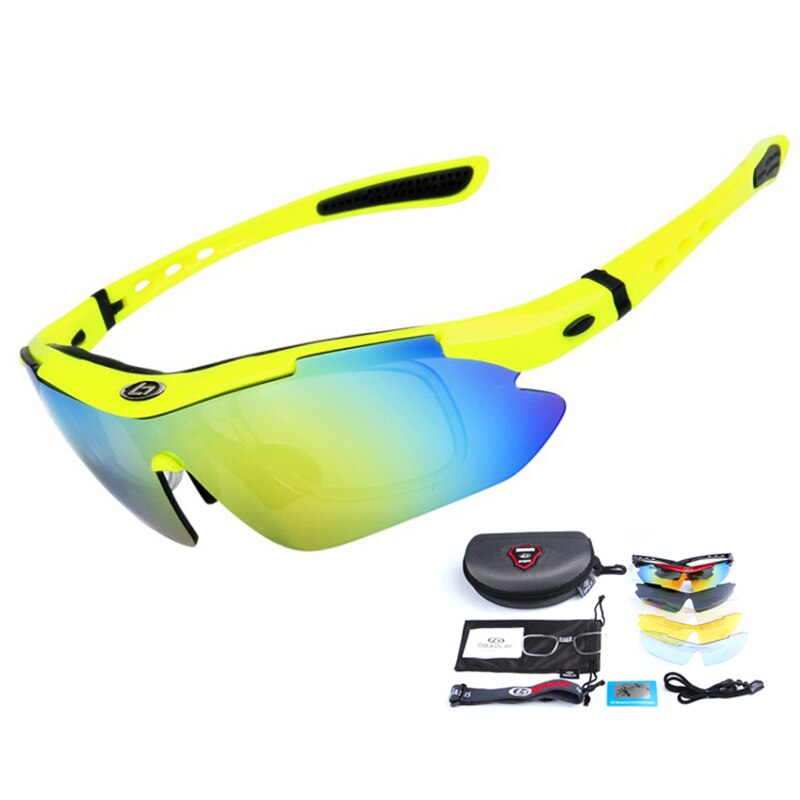 Polariserte fiskesolbriller 5 linse  uv400 fiskebriller utendørs sport sykling klatring turbriller briller: Gul