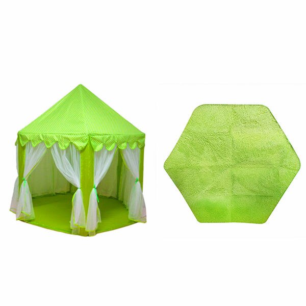 Folding Tipi Children Tent Play House Teepee Portable Toy Tents for Kids Baby Girl Boy Outdoor Indoor Playhouse Princess Castle: Tent and Mat Green