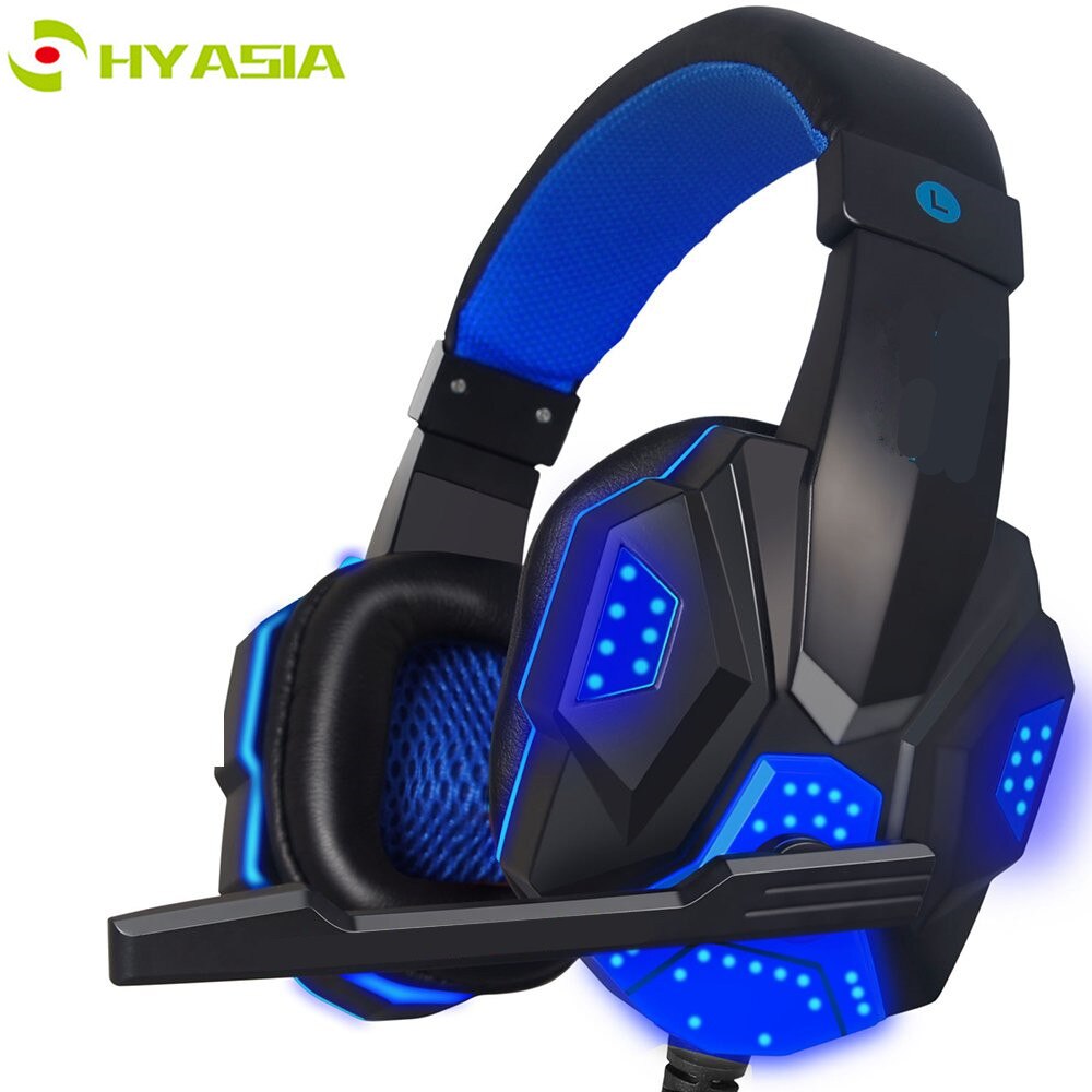 HYASIA LED Light Headset Bass Gaming Headphones Wire Game USB 3.5mm Suitable for PS4 Computer Game With Mic Gaming Earphone PC