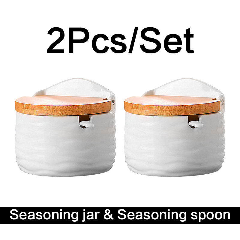 European ceramic flip seasoning jar cruet salt kitchen supplies seasoning box seasoning pot Container Condiment Jars: 2Pcs
