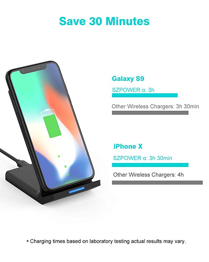 Wireless Charger 10W Qi-Certified Fast Wireless Charging Stand for Most Mobile High Power Induction Fast Charge Phone Holder