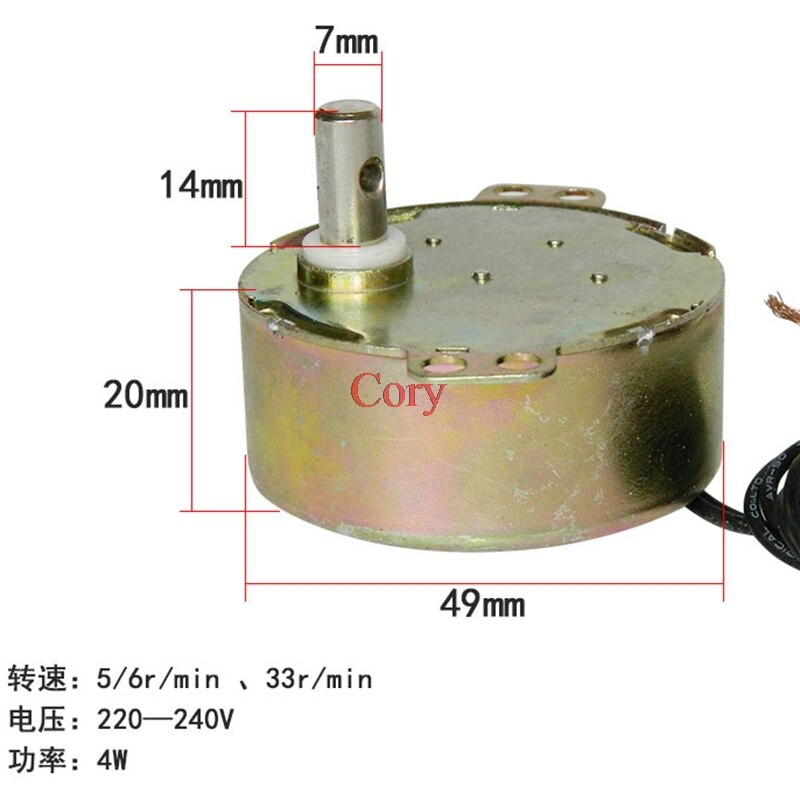 1 Pc TYJ50 33 Rpm 5/6 Rpm 4W Magnetron Draaitafel Synchrone Motor 220-240V 50-60Hz Cw/Ccw