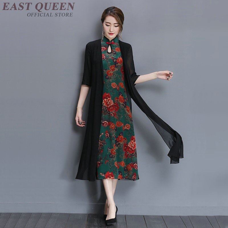 Traditional chinese dress long kimono cardigan bodycon oriental dress chiffon jacket women dress loose tops DD365 F