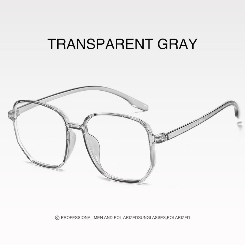 Polygon transparant groot frame vrouwelijk plat oversized vierkant optisch anti-blauw licht unisex trend brilmontuur: Kleur -04