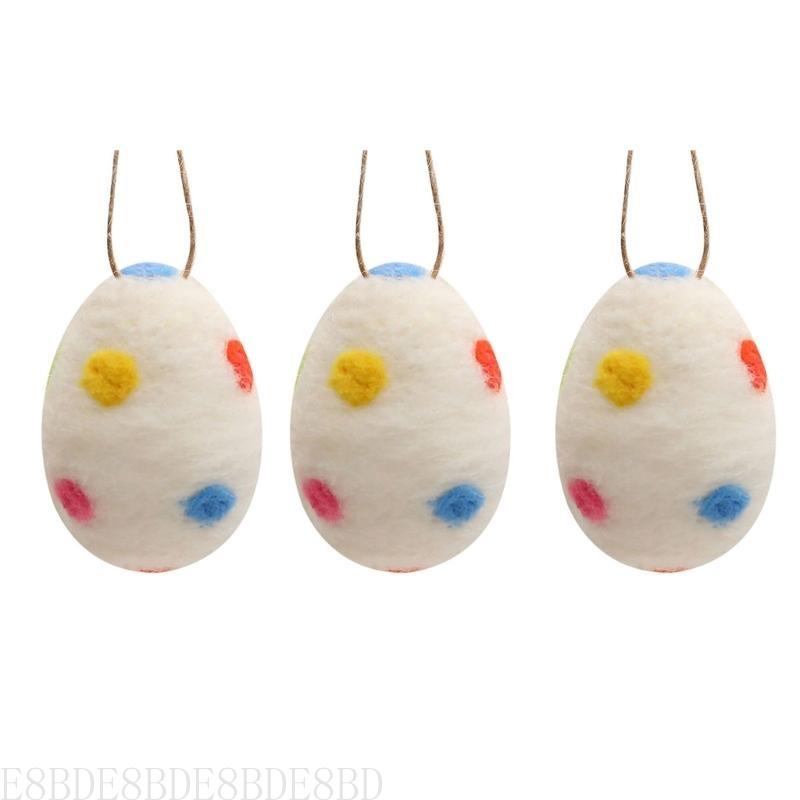 E8BD 3 stuks vilten eieren voor eastersmandvullers en decoraties hangend ornament: Dark Gray