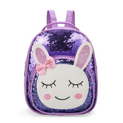 Kid Peuter Meisje Dier Pailletten Rugzak Leuke Konijn Kleuterschool Schooltas Pu Leer Kinderen Dagelijks Rugzak 5 Kleuren: Paars