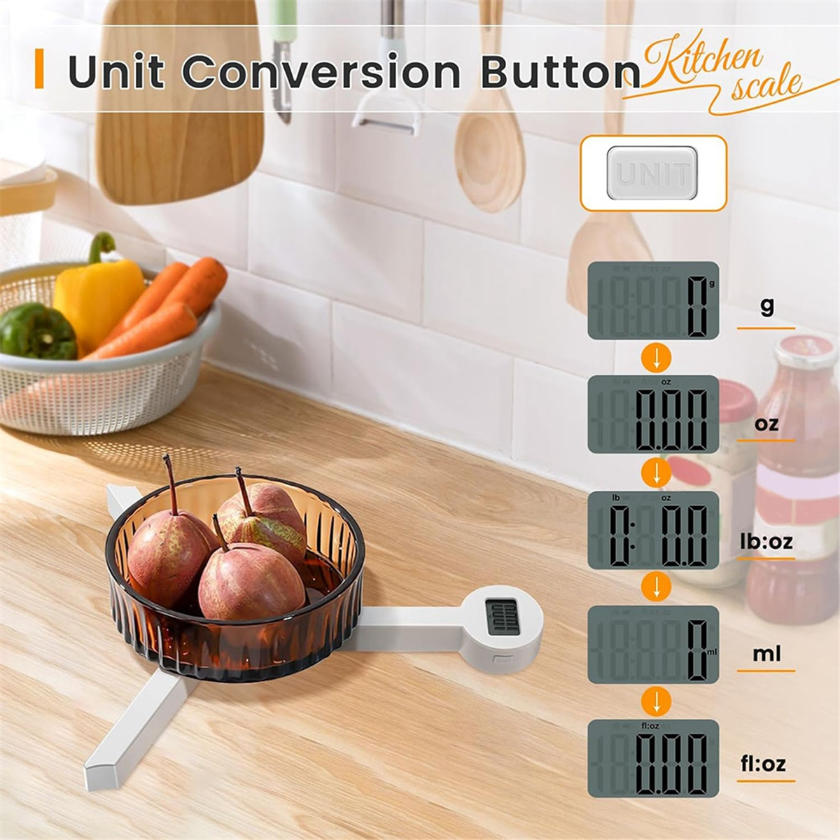 Balance alimentaire pliante de haute précision, balance de cuisine numérique avec écran LCD, balance alimentaire pour mesurer l'admission saine