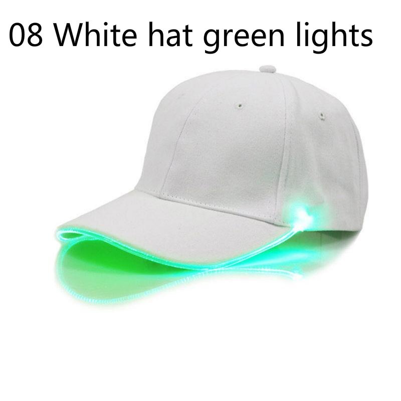 Gorra de béisbol de fibra óptica con luz LED, sombrero de béisbol con luz LED brillante, estilo Hip-Hop, ajustable: 08