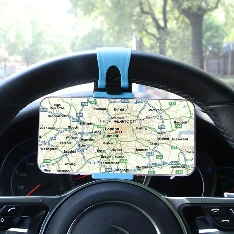 Soporte Universal para teléfono para volante de coche, soporte con gancho para navegación, soporte para teléfono móvil en coche para iPhone, Xiaomi y Samsung