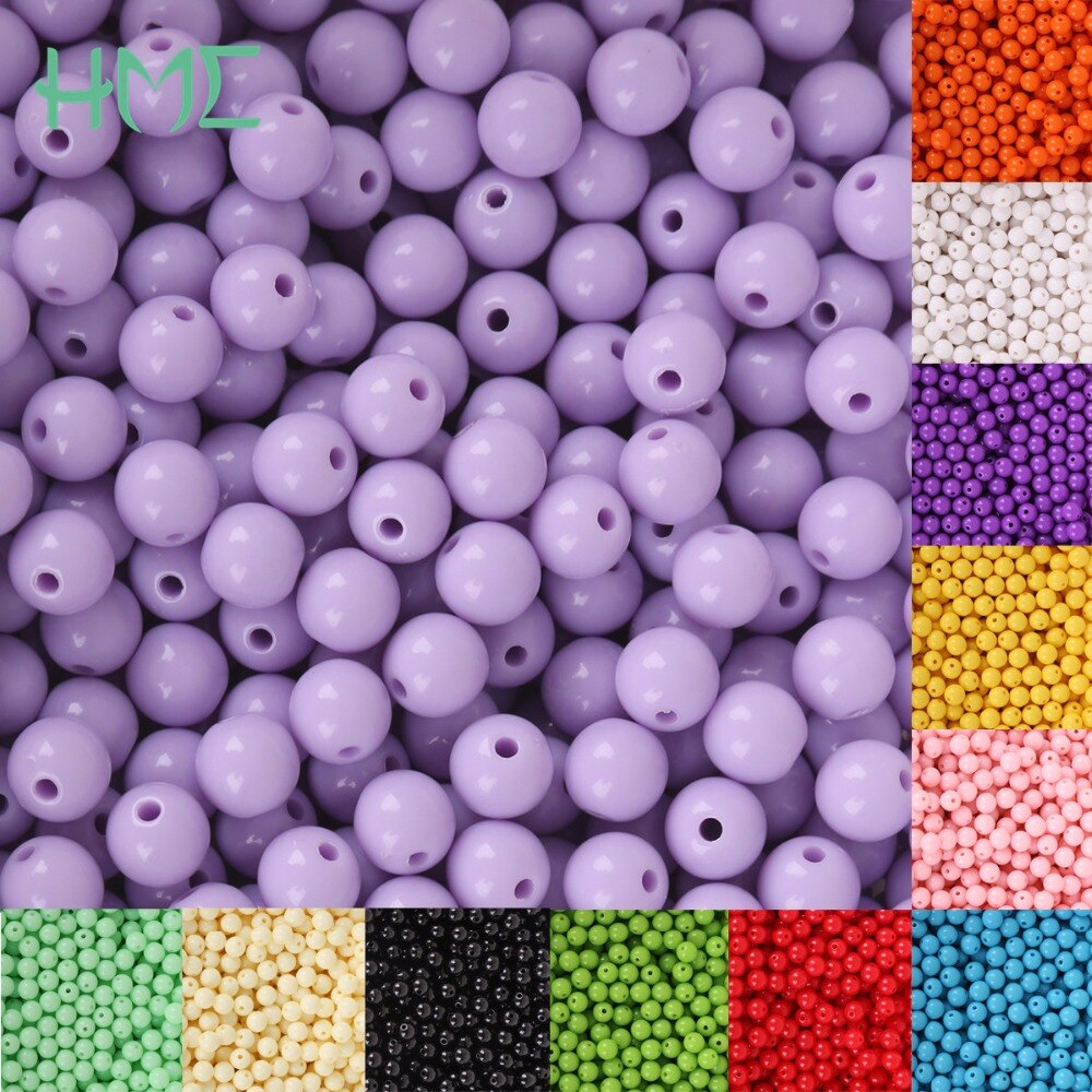 Dia . 8 mm hul ca. 1.8mm 100 stk diy perler skinnende plastik akryl løs afstandsstykke til gør det selv armbånd halskæde 20 farver