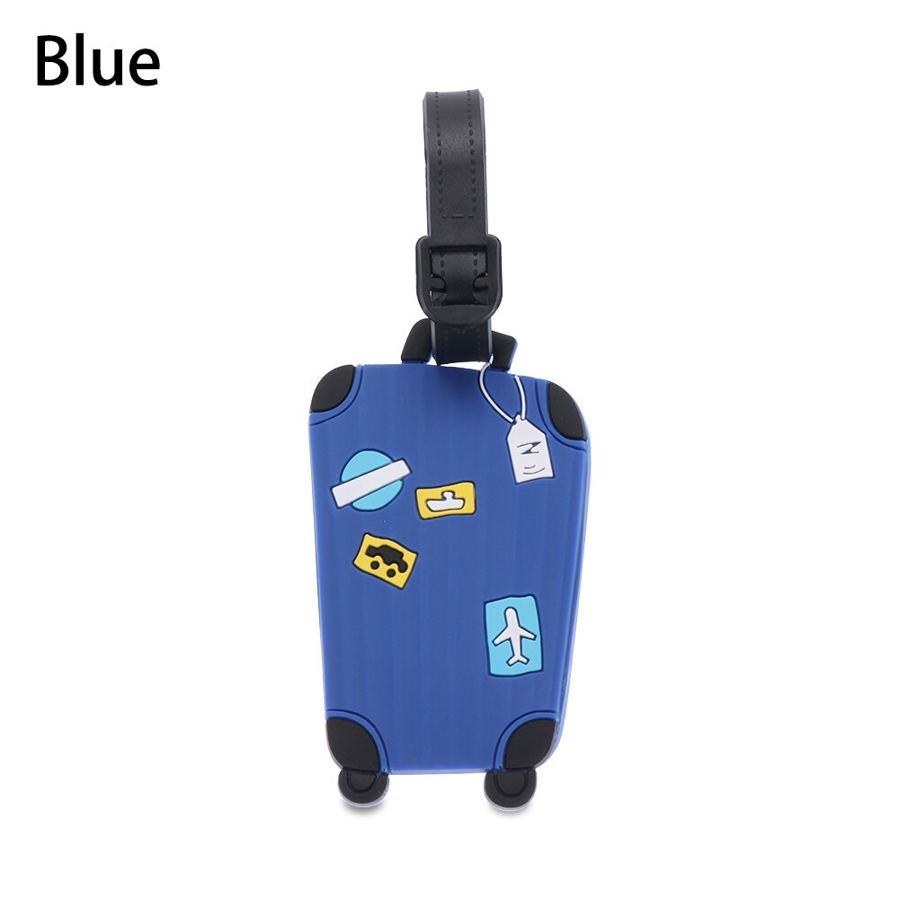 1PC Reizen Accessoires Bagage Tags Koffer Label Handtas Hanger Creatieve Instapkaart Cartoon Bagage Tags Adres Holder: blue