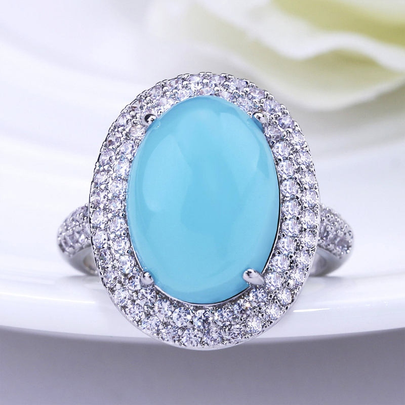 HuiSept Frauen Ring 925 Silber Schmuck Ovale bilden Saphir Zirkon Edelstein Finger Ringe für Hochzeit Party Ornamente: Ursprünglich Titel