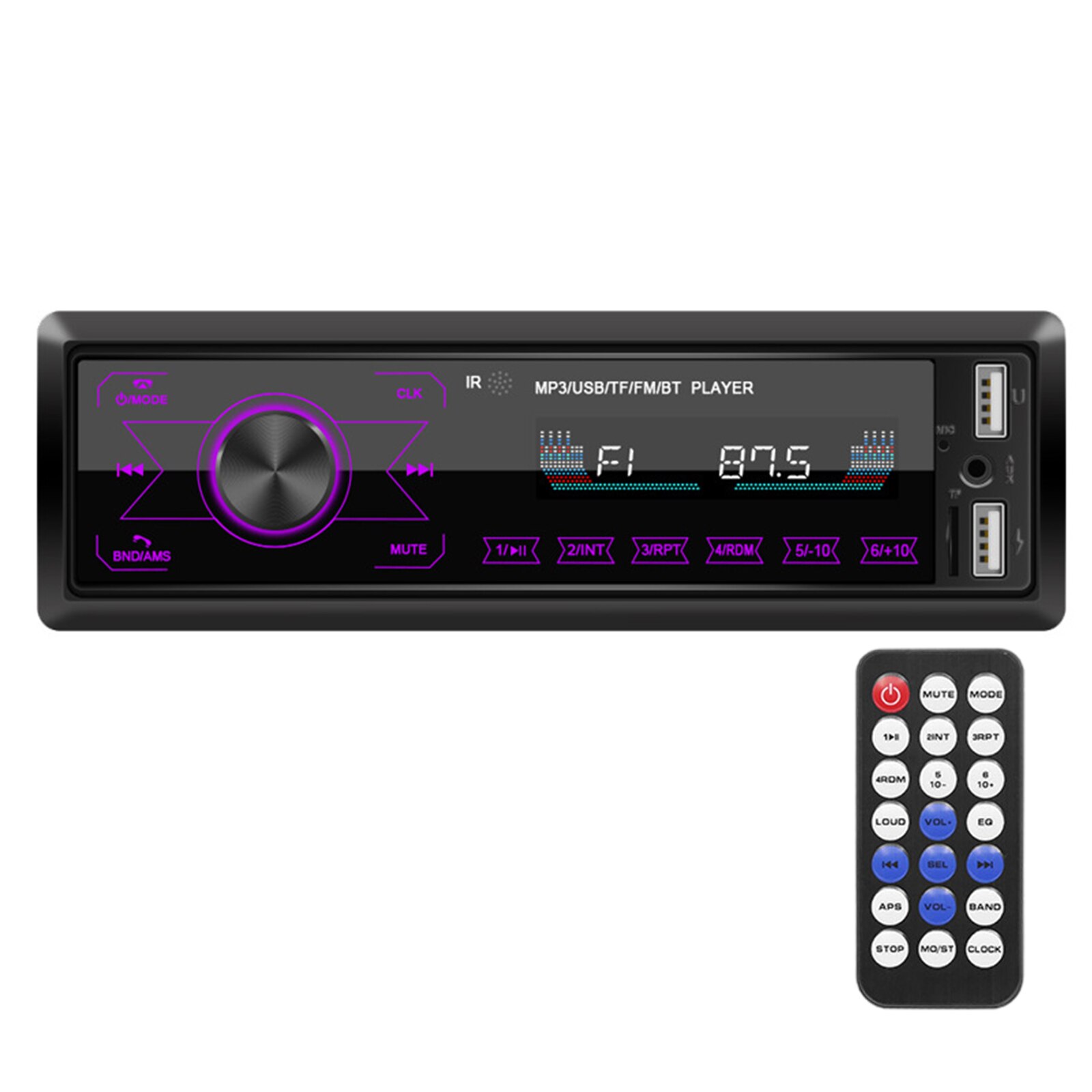 Single 1 Din Auto Radio Stereo MP3 Speler Bluetooth Fm Aux Ingang Ontvanger Usb-poort 12V Multimedia Speler Auto radio