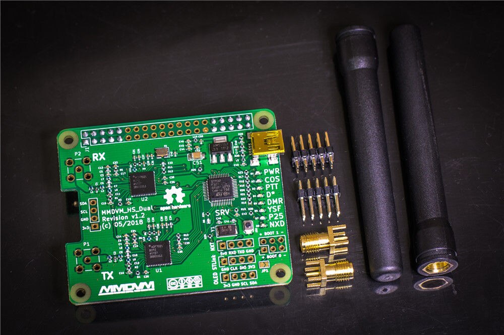 V1.3 MMDVM_HS_Dual_Hat Duplex Hotspot +OLED +Antenna Support P25 DMR YSF NXDN