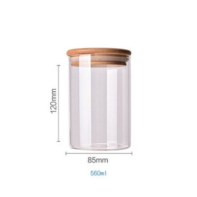 Lagertank mat container bambus dekket høy borosilikat mat forseglet glass tank kjøkken diverse korn lagertank: 7