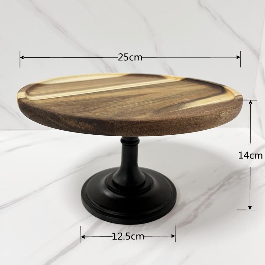 6.5/8.5/10/11 inch solid wood plate fruit plates For home kitchen supplies dessert cake stand Plates for food storage tray: L 25X25X14CM
