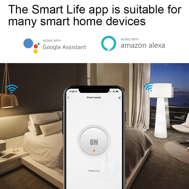 Tuya WiFi EU Smart Plug Wireless Remote Timer Voice Control Home Fire Retardant PC Smart Power Socket For Google Home Alexa
