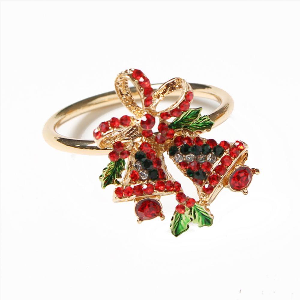 Christmas Tableware Napkin Ring High-end Xmas Wreath Tree Buckle Sample Hotel Mouth Bow Ring Table Ring Flower Napkin Y7F8: Bells