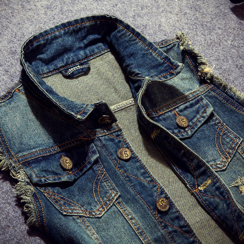Brand Sleeveless Jacket Male Tank Plus Size Men's Denim Vest Hip Hop Jean Coats Waistcoat Men Cowboy Ripped Jean Jacket 6XL