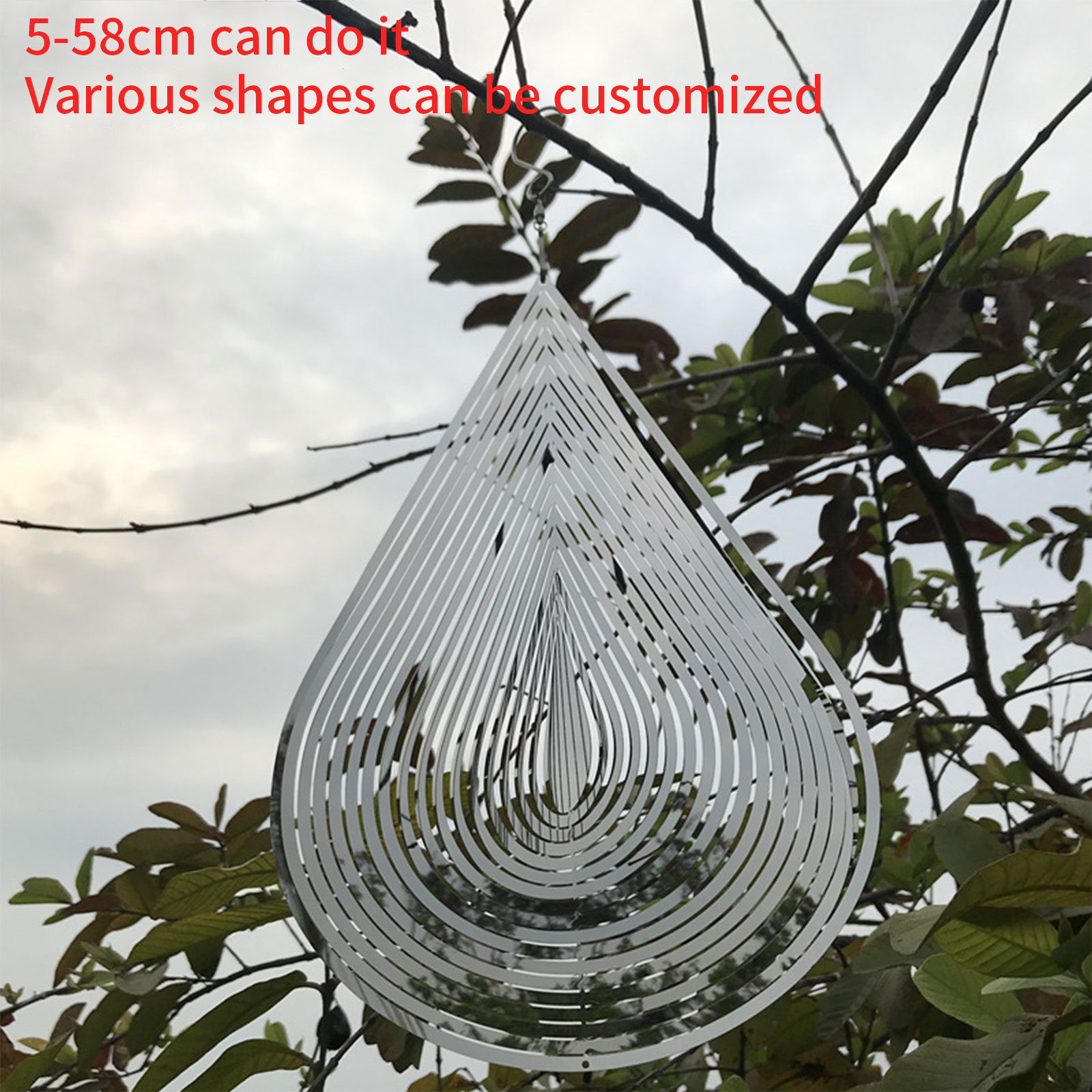 Water Shaped Wind Spinner Stainless Steel 3D Rotating Wind Chimes for Indoor Outdoor Newest Garden Supplies