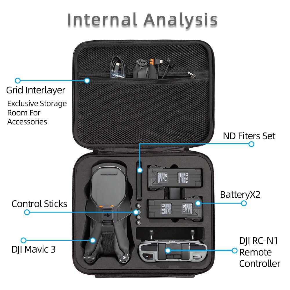 Per DJI Mavic 3 scatola di immagazzinaggio custodia da trasporto impermeabile borsa portatile borsa da viaggio per DJI Mavic 3 accessori per droni