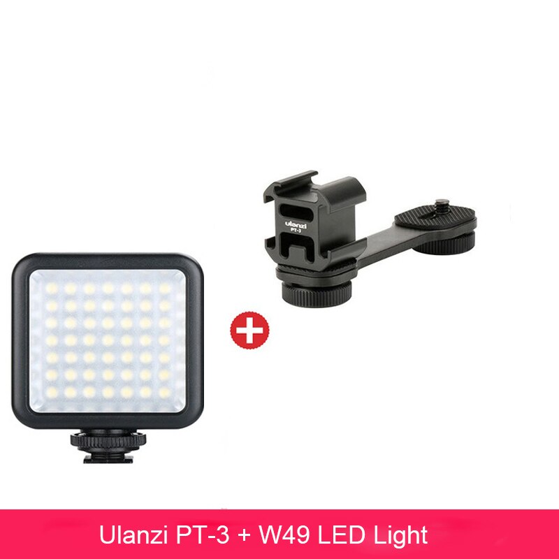 Ulanzi PT-3 Triple Heißer Schuh Mount Adapter Mikrofon Verlängerung Bar für Zhiyun Glatte 4 DJI Osmo Tasche Gimbal Zubehör: With W49 LED Light